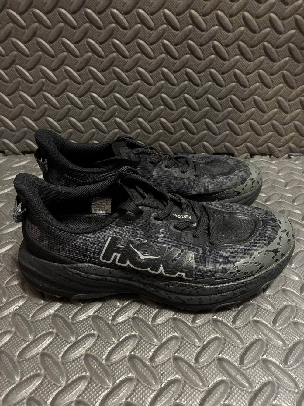 Kids Hoka Speedgoat 6 Junior Black and Gray Trail Sneakers Kids